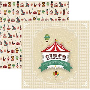 Papel Scrapbook Circo Vintage Guirlanda 30,5x30,5cm - 180g/m2