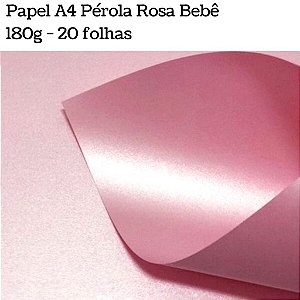 Papel A4 Pérola Rosa Bebê Metalizado 180g - 20 folhas