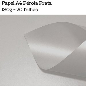 Papel A4 Pérola Prata Metalizado 180g - 20 folhas
