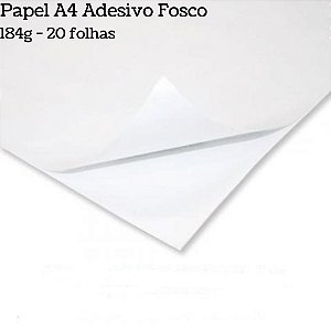 Papel A4 Adesivo Fosco - Jato/Laser 184g - 20 Folhas