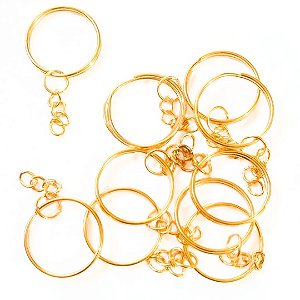 Argola para Chaveiro OURO Reforçada Luli 25mm - 10 UNIDADES