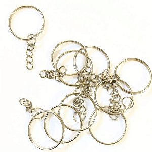 Argola para Chaveiro PRATA Reforçada Luli 25mm - 10 UNIDADES