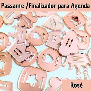 Passantes em Acrílico /Finalizadores para Agendas  ROSÉ - 02 unidades