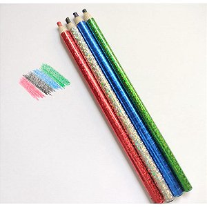 Kit de Lápis Colorido Glitter - 4 cores