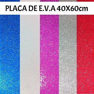 Folha/ Placa de E.V.A Colorida com Glitter 40x60cm - 1 Folha