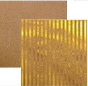 Papel Scrapbook Listras Dourado FD Kraft Metalizado 30,5 x 30,5cm