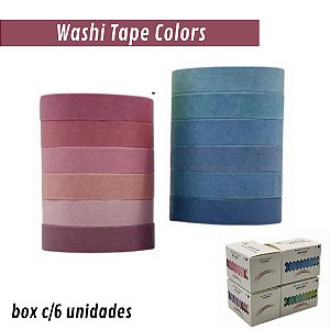 Fitas Adesivas Coloridas / Washi Paper - Box c/6 unidades