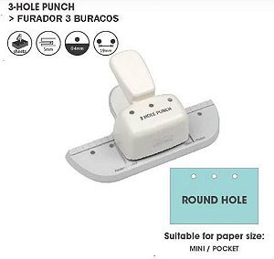 Furador Borda Contínua 3 Hole Punch - 3 furos