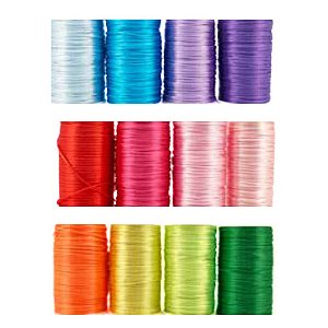 Cordão Cetim Rabo de Rato 2mm - 100 metros o rolo ( várias cores)