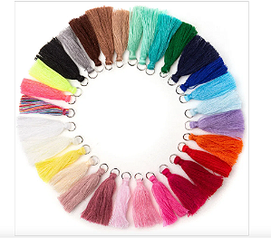 Mini Pingente de Seda / Tassel / Franja com Argola 3,5cm - 10 unidades