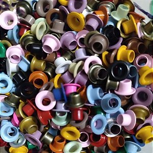 MIX ILHOSES ALUMÍNIO CORES VARIADAS - 100 UNIDADES