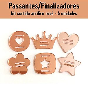 Kit Sortido Passantes/ Finalizadores para Agendas - 6 unidades ROSÉ