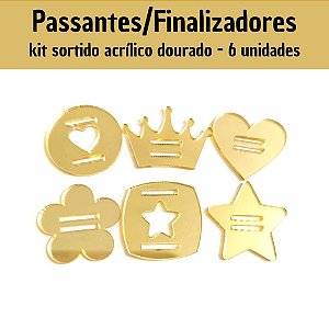 Kit Sortido Passantes/ Finalizadores para Agendas - 6 unidades DOURADO