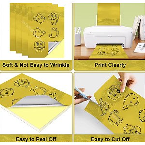 Filme Adesivo Vinil à prova d'água Dourado Glossy A4 - 2 folhas