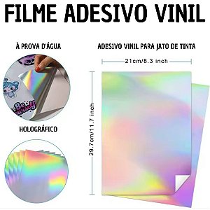 Filme Adesivo Vinil à prova d'água Holográfico A4 - 2 folhas