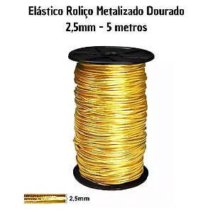 Elástico Roliço OURO Metalizado 2,5mm - 5 metros