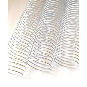 KIT C/03 - Espiral de Aço p/ Encadernação Revestido em Nylon 1'' 1/2 (350 fls) Passo 4X1 - BRANCO