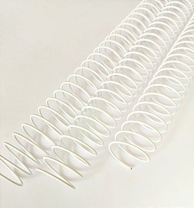 Espiral de Aço p/ Encadernação Revestido em Nylon Branco 1/1'' (200 fls) Passo 3X1 - 12 unidades
