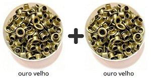 Kit Ilhós Nº54 em Alumínio 200 Unidades Para Customização Papel e Costura Criativa ouro velho + ouro velho