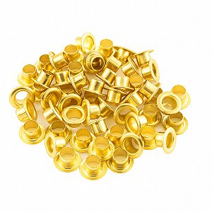 Kit 200 Ilhoses Ferro 3/16'' Nº54 Dourado  Para Costura Couro e Artesanato