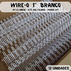 Wire-o para Encadernação A4 Branco 1'' - 200 folhas (passo 2x1) 12 unidades