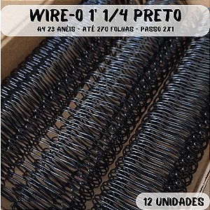 Wire-o para Encadernação A4 Preto 1 1/4 - 270 folhas (passo 2x1) 12 unidades