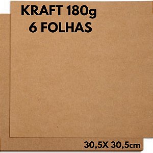 Papel Kraft 180g - 30,5 x 30,5cm - 6 folhas