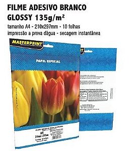 MP-FILME ADESIVO VINIL BRANCO GLOSSY 135G/M² A4 - 10FOLHAS
