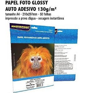 MP-PAPEL FOTO GLOSSY AUTO ADESIVO 130G/M² A4 - 50 FOLHAS