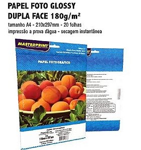 MP-PAPEL FOTO GLOSSY DUPLA FACE 180G/M² A4 - 20FOLHAS