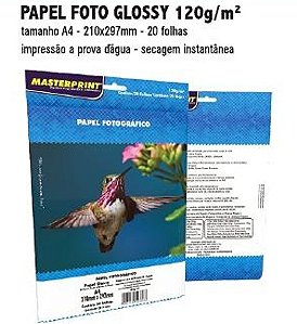 MP-PAPEL FOTO GLOSSY 120G/M² A4 - 20FOLHAS