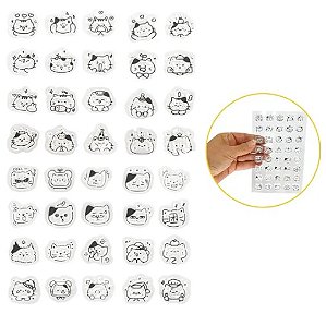 CARTELA MINI CARIMBOS DIVERTIDOS SORTIDOS EM SILICONE PLANNER - 40 UNIDADES