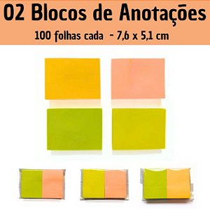 02 Blocos de Anotações Coloridos - 200 folhas