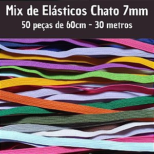 Mix de Elásticos Coloridos para Agenda - Chato 7mm 50 peças de 60cm - 30 metros