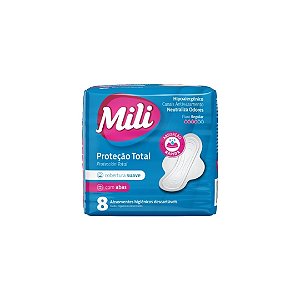 Absorvente Proteção Total Cobertura Suave C/Abas 8 Unidades - Mili