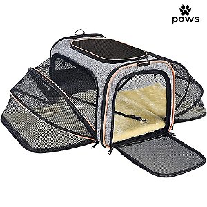 Bolsa de Transporte Paws Expansível Para Pets Cinza E Laranja