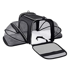 Bolsa De Transporte Paws Expansível Para Pets Preto Cinza