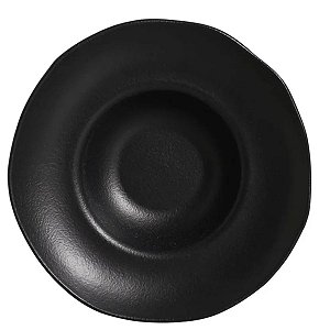 4 Pratos De Massa Orgânico Preto Matte Ø28x6,5cm 450ml