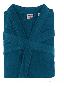 Roupão Adulto Teka Venus Aveludado Azul P