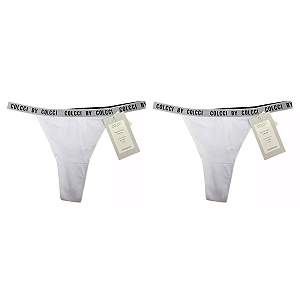 Kt 2 Calcinha Fio Dental String Colcci Microfibra Branca G