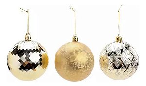 20 Bolas de Natal Sortidas Ouro 8cm