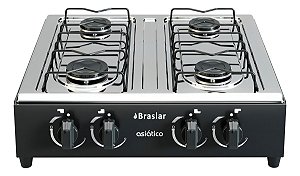 Fogão a Gás Braslar Asiático Jr 4 Bocas Preto - Bivolt