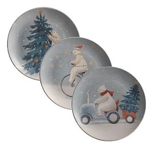 6 Pratos de Sobremesa Porto Brasil Expresso Polar 19,4cm
