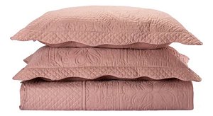 Colcha Cobre Leito Requinte King Têxtil Arte Rosa Dust