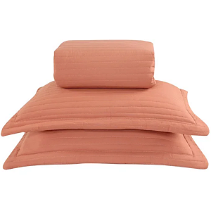 Colcha Cobre Leito Amalfi King Têxtil Arte Terracota 3 Peças