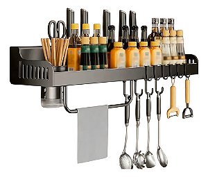 Porta Temperos Organizador Suspenso Cozinha Preto