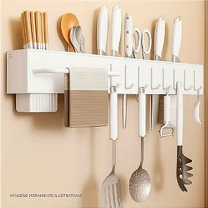 Suporte De Cozinha Organizador Suspenso Parede Branco