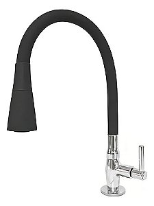Torneira Para Cozinha Flexível Tubo Preto 2 Jatos Kokay