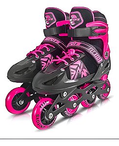 Patins Inline Unitoys Leds Na Primeira Roda Rosa