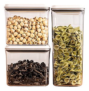 Kit 3 Potes Mantimentos Hermético Grande Com Tampa